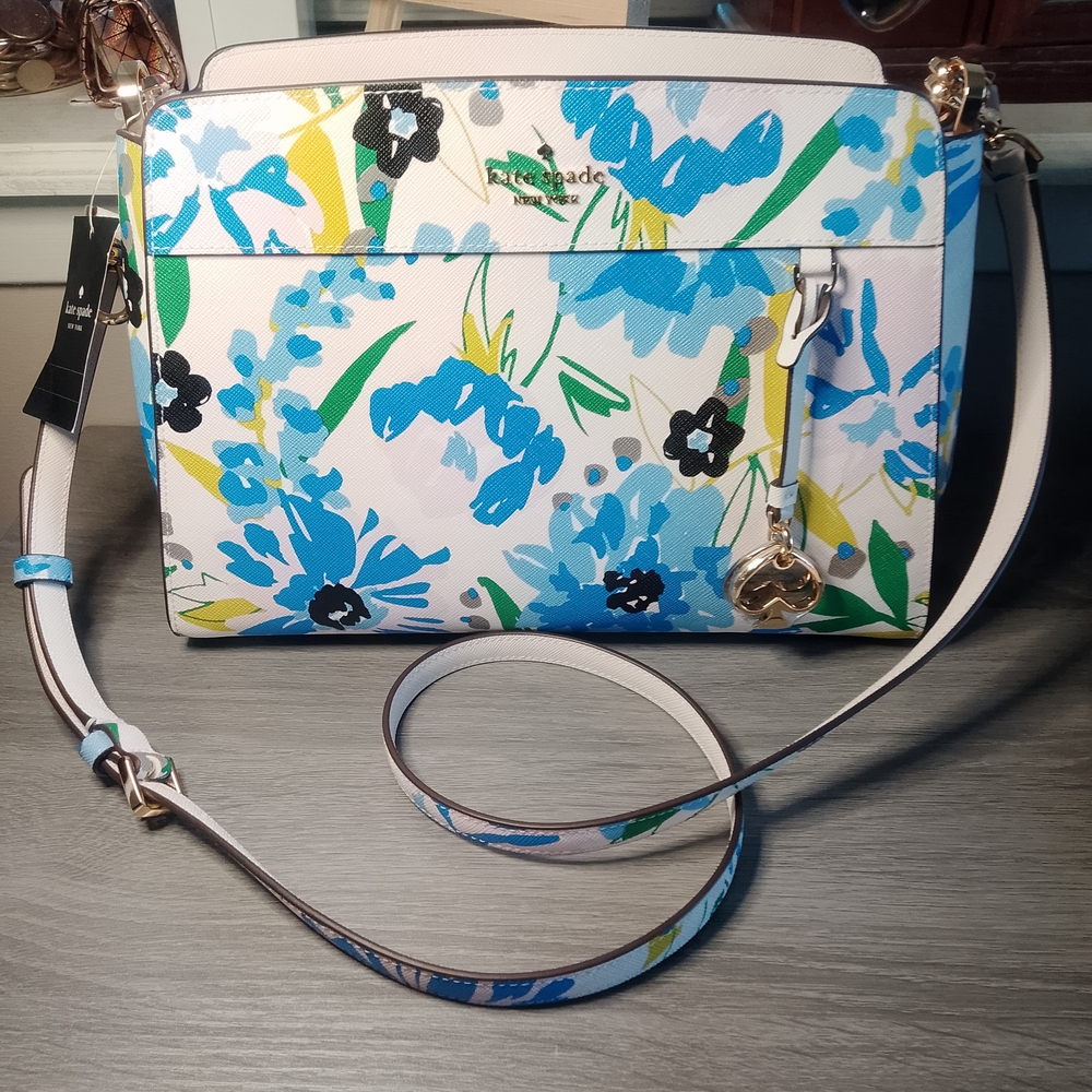 Kate Spade Floral Crossbody Bag - Blue and White
